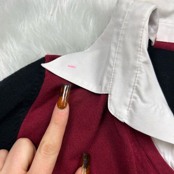 Y2k Notations black/red collared academia sweater size L - Picture 2 of 4